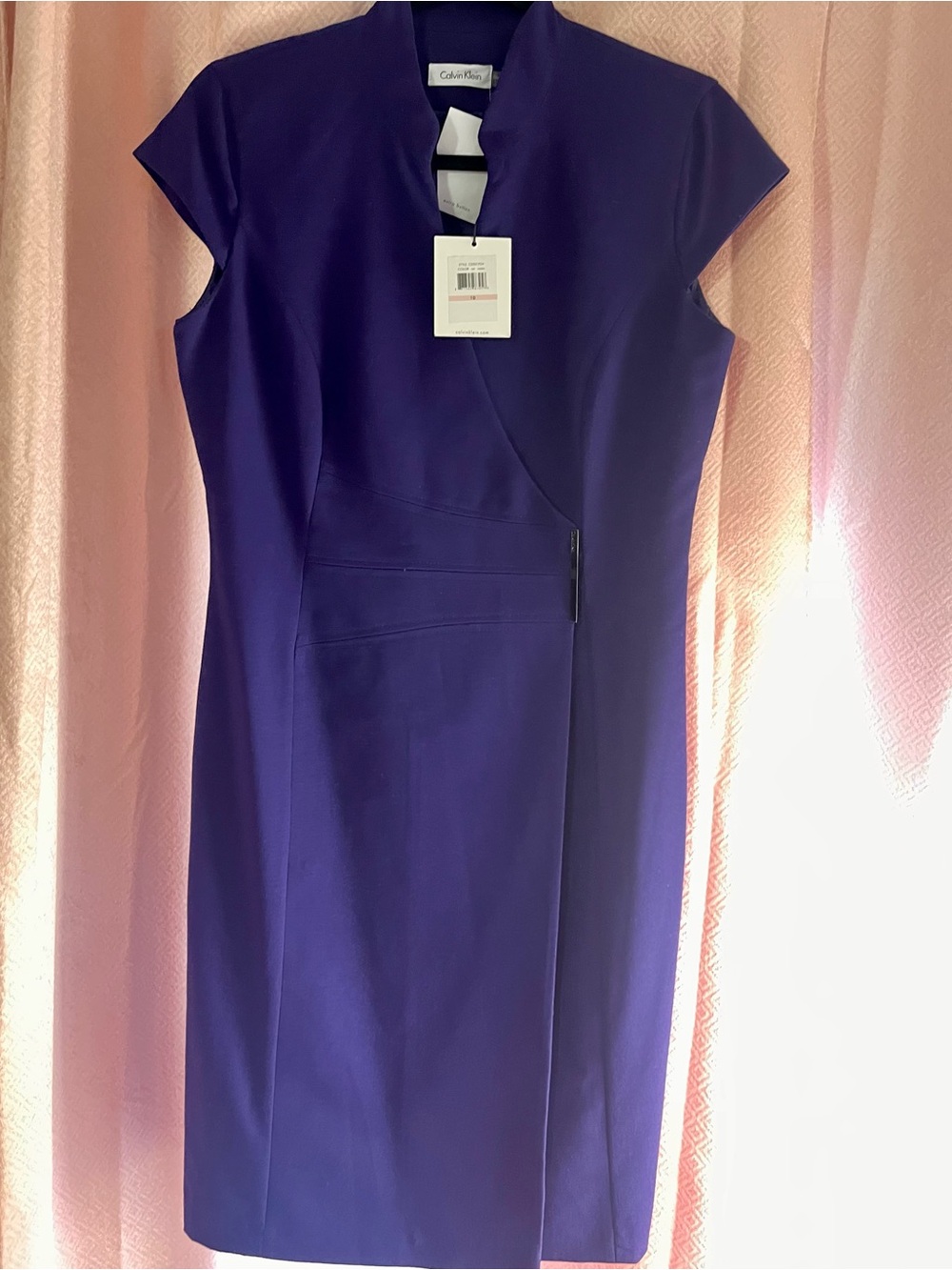 Calvin Klein in the color raisin Cap Sleeve Sheath Midi Dress